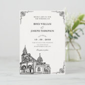 Kerkgotische bruiloft kaart (Staand voorkant)