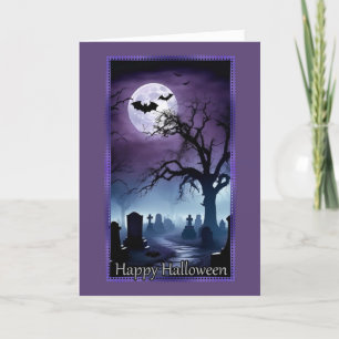Kerkhof onder de volle maan Halloween kaart