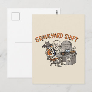 Kerkhof Ploeg Kantoor Skelet Grappige Halloween Briefkaart