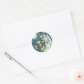 KERKHOFBELOFTEN, SKELET TROUWT, BRUID EN BRUIDEGOM RONDE STICKER (Envelop)