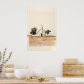 Kerkje in het landschap, Digitale print (Keuken)