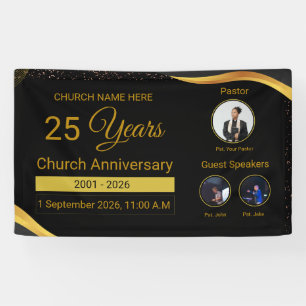 Kerkjubileum Elegant Zwart en Goud Spandoek
