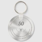 Kerkjubileum Feest Parels Zilver Sleutelhanger (Voorkant)