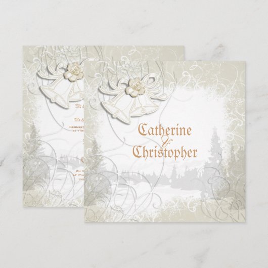 Kerkkleppels op een witte volkerenbruiloft kaart (Voorkant / Achterkant)