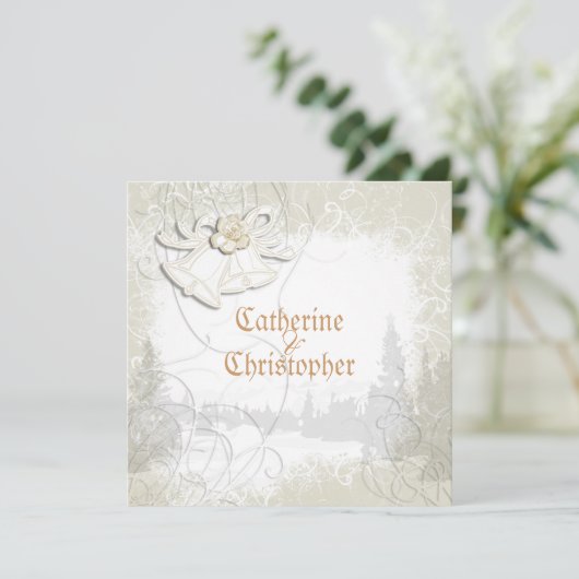 Kerkkleppels op een witte volkerenbruiloft kaart (Staand voorkant)