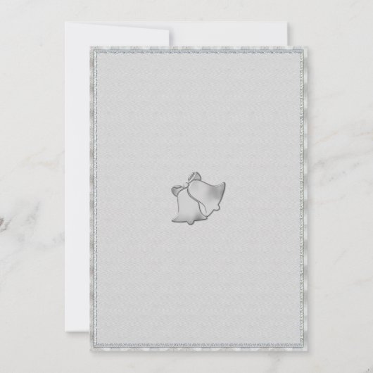 Kerkklokken Zilver en Bord Grijs Bruiloft Kaart (Achterkant)