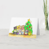 Kerkkoorzangende Katten Groet Kaart (Voorkant)