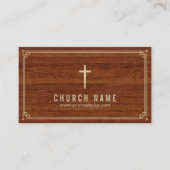 Kerkkruis Goud ingelijst Elegant Hout Pastor Visitekaartje (Voorkant)