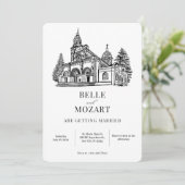 Kerkkunst moderne minimalistische bruiloft kaart (Staand voorkant)