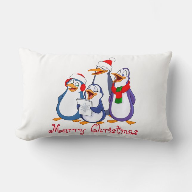 Kerkkussen - blije pinguïns kussen (Voorkant)