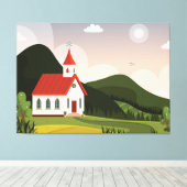 Kerklandschap Canvas Afdruk (Insitu (Houten vloer))