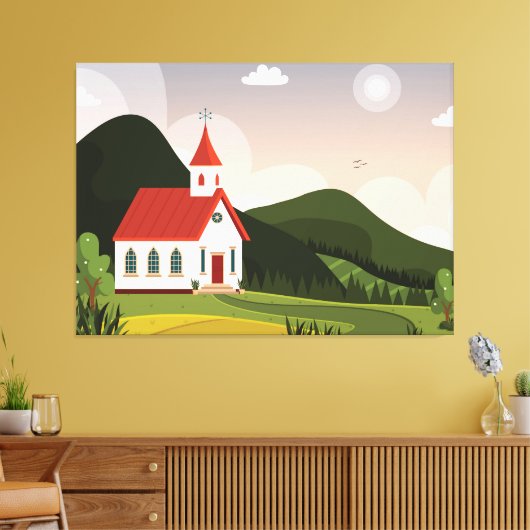 Kerklandschap Canvas Afdruk (Insitu (Woonkamer))