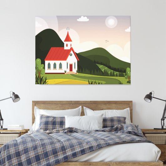 Kerklandschap Canvas Afdruk (Insitu (Slaapkamer))