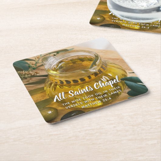 Kerknaam Bijbelvers Kartonnen Onderzetters (Schuin)