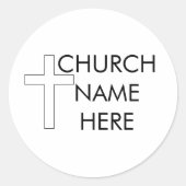 Kerknaam met kruis christelijk ronde sticker (Voorkant)