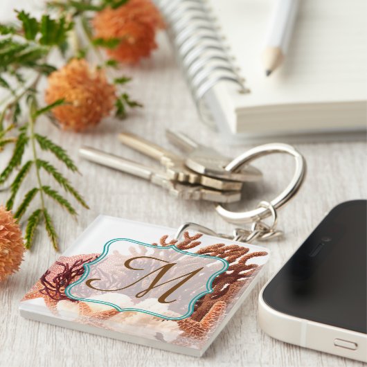 Kerkoraal Star Fish Sand Ocean Sand Sleutelhanger (Voorkant Rechts)