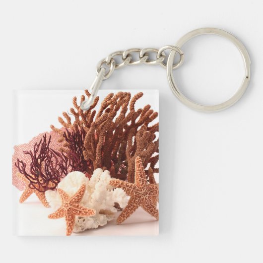 Kerkoraal Star Fish Sand Ocean Sand Sleutelhanger (Achterkant)