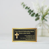 Kerkpastoor Classy Goud en Zwart Visitekaartje (Staand voorkant)