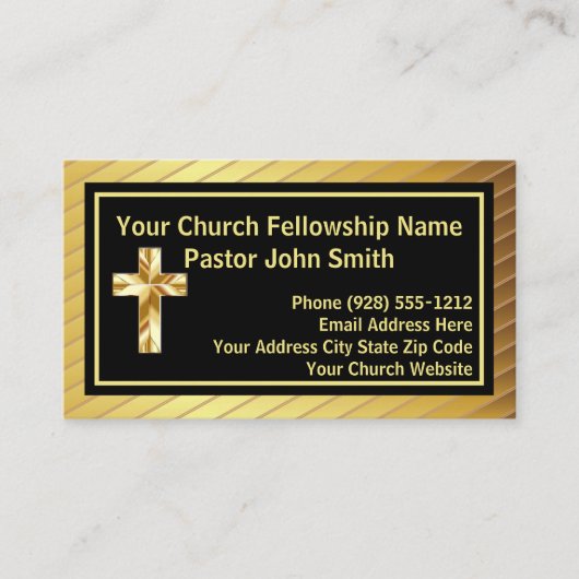 Kerkpastoor Classy Goud en Zwart Visitekaartje (Voorkant)