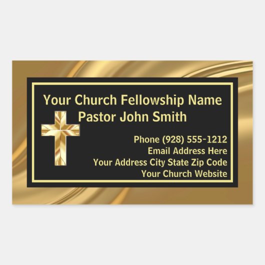Kerkpastoor Elegant Goud en Zwart Rechthoekige Sticker (Voorkant)