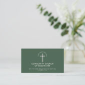 Kerkpastoor Modern Minimal Custom Logo Green Visitekaartje (Staand voorkant)
