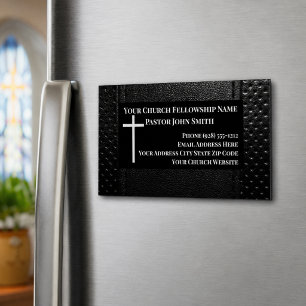Kerkpastoor ZWARTE Lederen Christen Magnetisch Visitekaartje