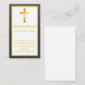 Kerkpastor Elegant Eenvoudig Zwart Goud Visitekaartje (Voorkant / Achterkant)