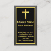 Kerkpastor Elegant Eenvoudig Zwart Goud Visitekaartje (Voorkant)