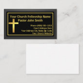 Kerkpastor Elegant Eenvoudig Zwart Goud Visitekaartje (Voorkant / Achterkant)