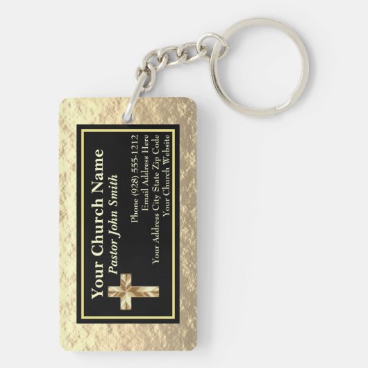 Kerkpastor goud en zwart bulk sleutelhanger (achterkant)