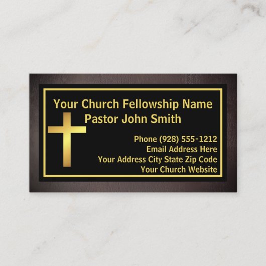 Kerkpastor Grunge Zwart Goud Visitekaartje (Voorkant)