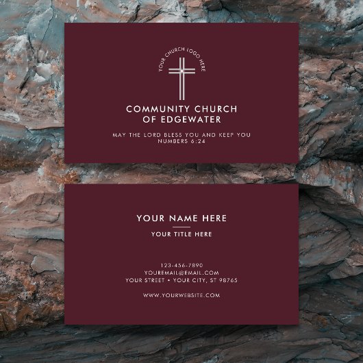 Kerkpastor Modern Minimal Custom Logo Maroon Visitekaartje