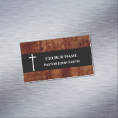 Kerkpastor RUSTIC Leather Christelijk Magnetisch Visitekaartje (Voorbeeld)
