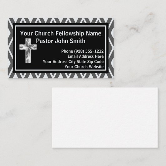Kerkpastor Zilver en Zwart Patroon Visitekaartje (Voorkant / Achterkant)