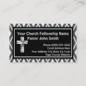 Kerkpastor Zilver en Zwart Patroon Visitekaartje (Voorkant)