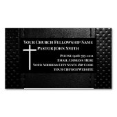Kerkpastor ZWART Leder Christelijk Magnetisch Visitekaartje (Voorkant)