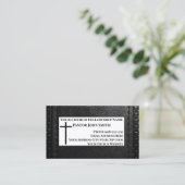 Kerkpastor ZWART Leder Christelijk Visitekaartje (Staand voorkant)