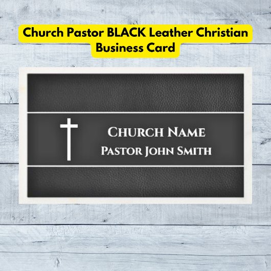 Kerkpastor ZWART Leder Christelijk Visitekaartje