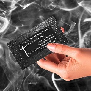 Kerkpastor ZWART Leder Christelijk Visitekaartje