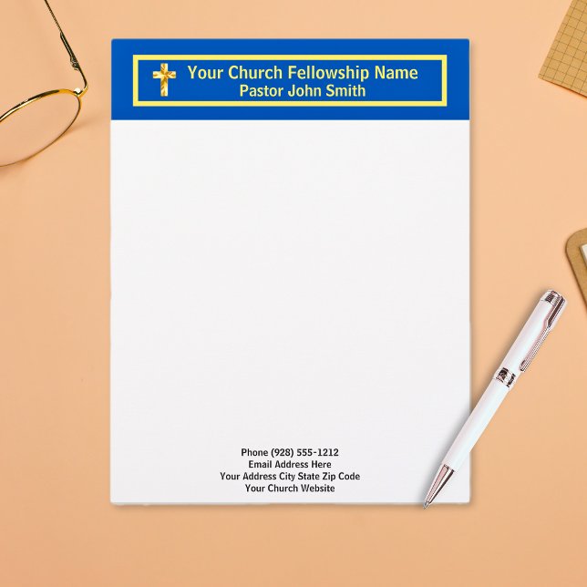 Kerkpredikant Classy Gold Letterhead Briefhoofd (Church Pastor Classy Gold Letterhead)