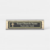 Kerkpredikant Goud en Zwart Bureau Naambordje (Voorkant)