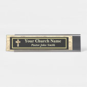 Kerkpredikant Goud en Zwart Bureau Naambordje (Voorkant)