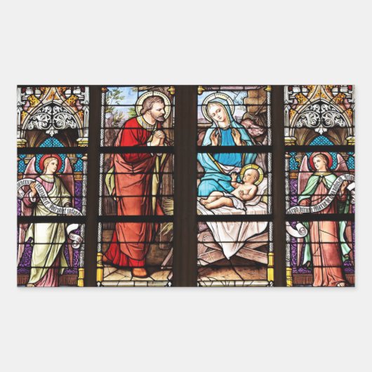 Kerkraam Glas in lood Kerst sticker (Voorkant)