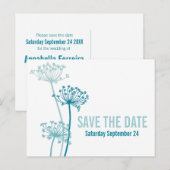 Kerkroop, moderne grafische bloem, blauwgroen met  aankondigingskaart (Voorkant / Achterkant)