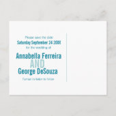 Kerkroop, moderne grafische bloem, blauwgroen met  aankondigingskaart (Achterkant)