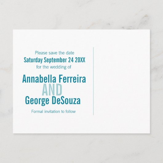 Kerkroop, moderne grafische bloem, blauwgroen met  aankondigingskaart (Achterkant)