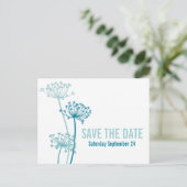 Kerkroop, moderne grafische bloem, blauwgroen met  aankondigingskaart (Staand voorkant)