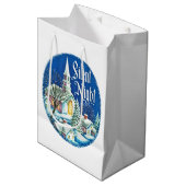 kerkscène met oud oogstjaar medium cadeauzakje (Voorkant Gekanteld)