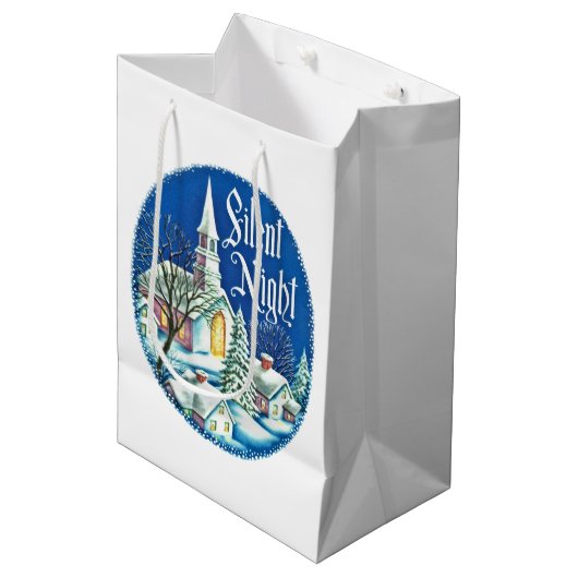 kerkscène met oud oogstjaar medium cadeauzakje (Voorkant Gekanteld)