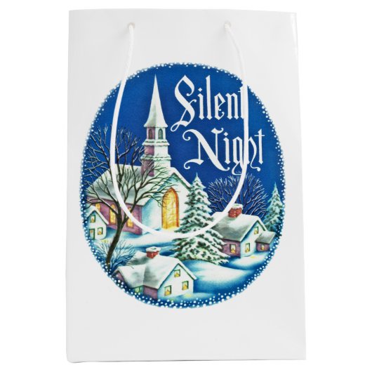 kerkscène met oud oogstjaar medium cadeauzakje (Voorkant)